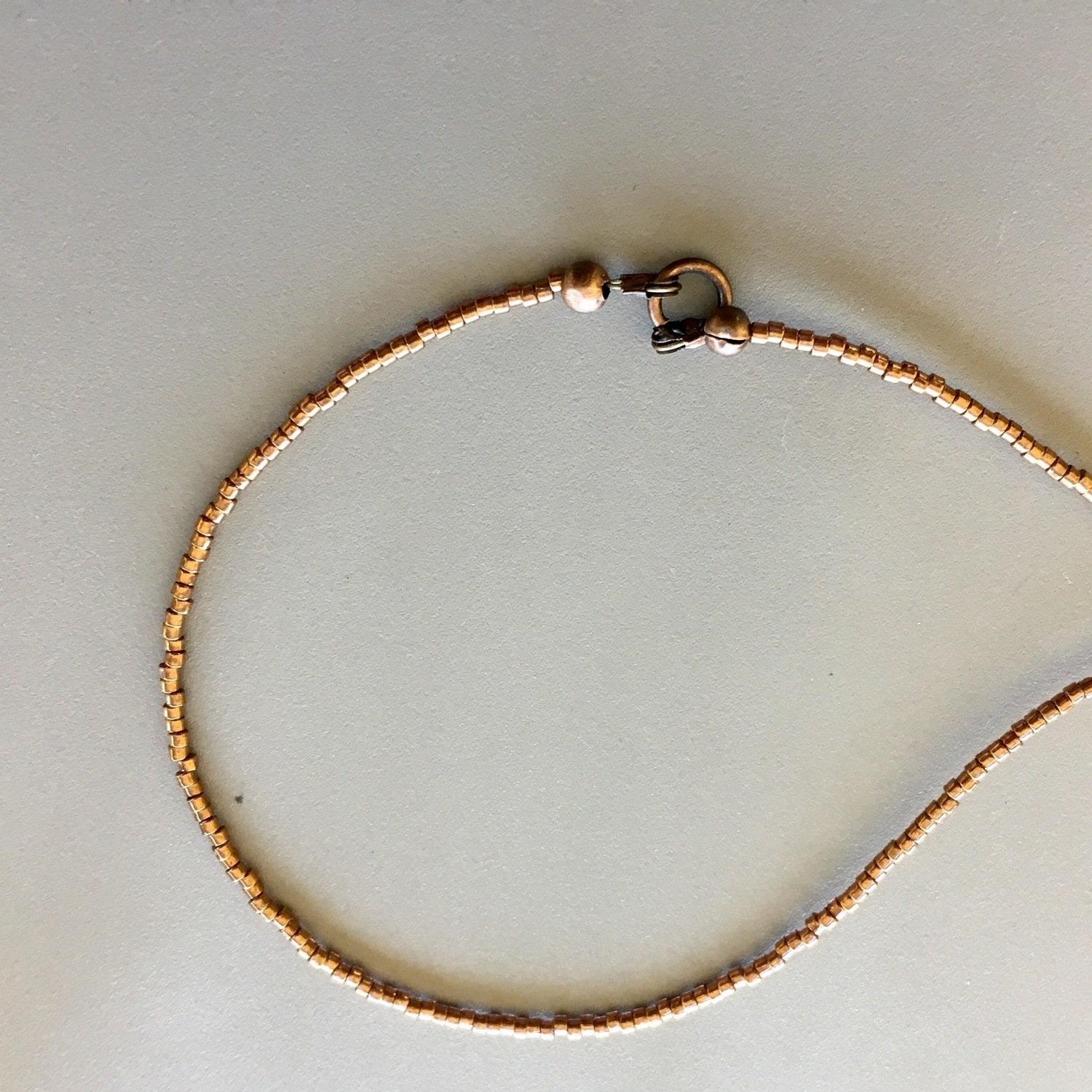 Copper METAL seed bead chain - single