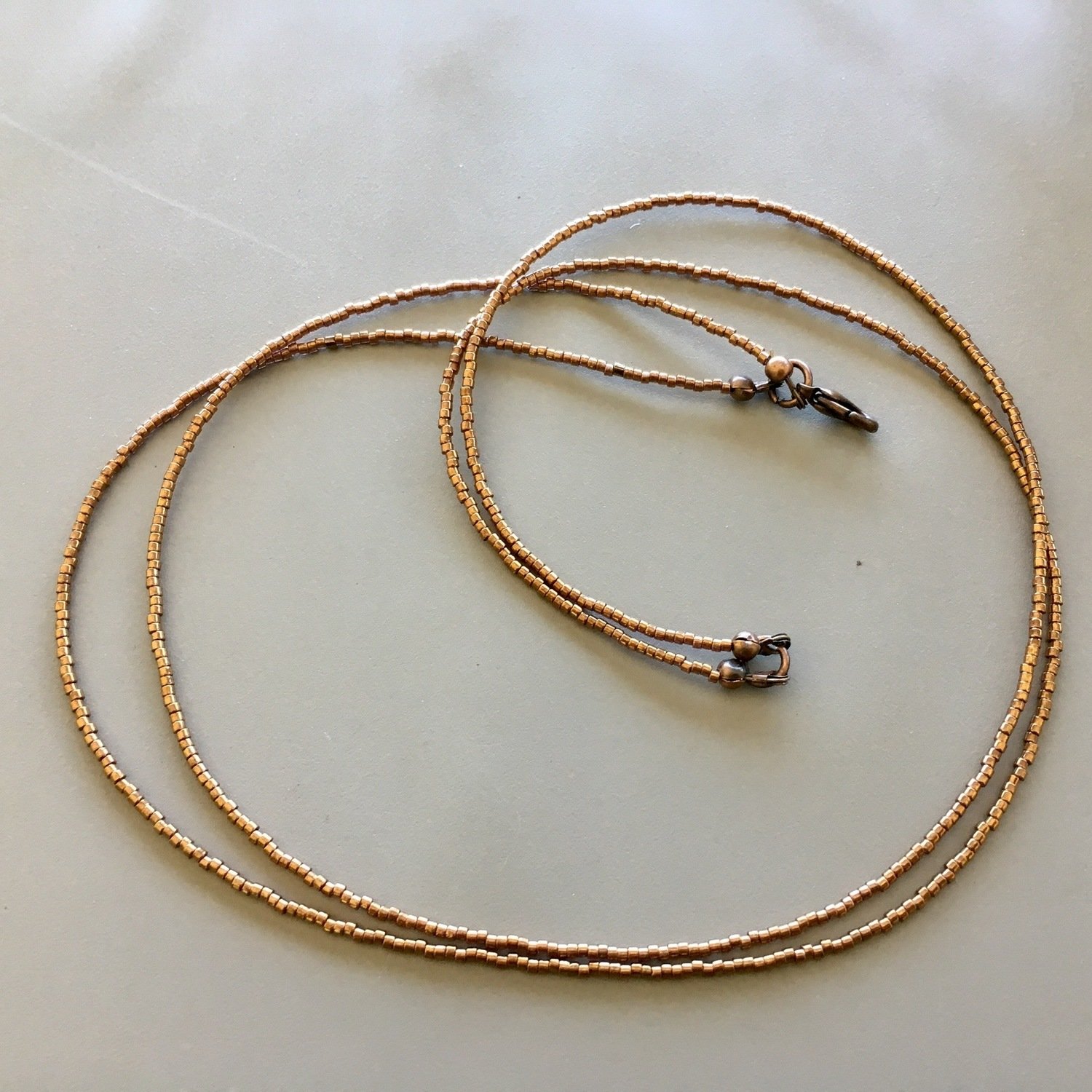 Copper METAL seed bead chain - double