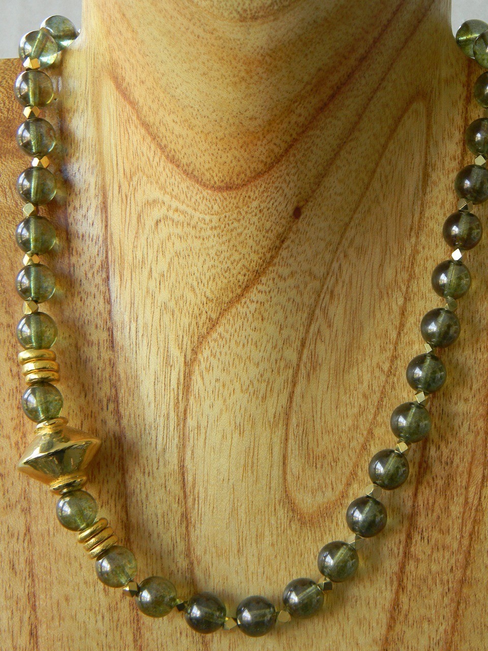 Green Lustre Czech Glass Druz Necklace