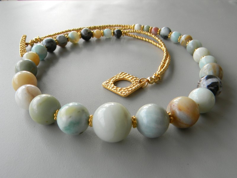 Graduated Amazonite necklace w/Gold