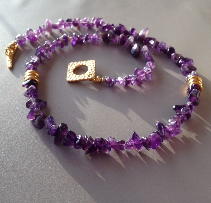 Amethyst Nugget Necklace w/Gold