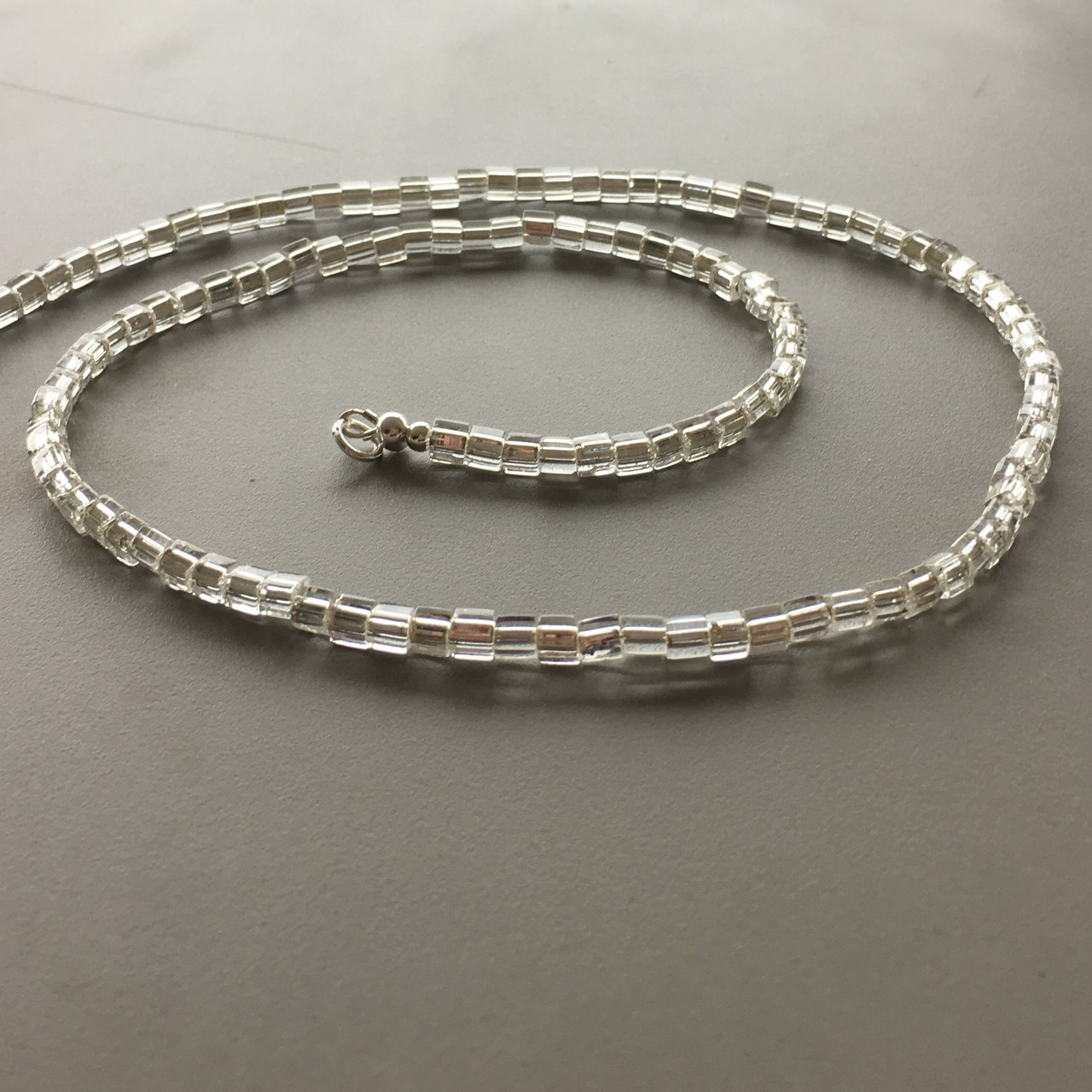 Square Crystal Silver-foil Necklace