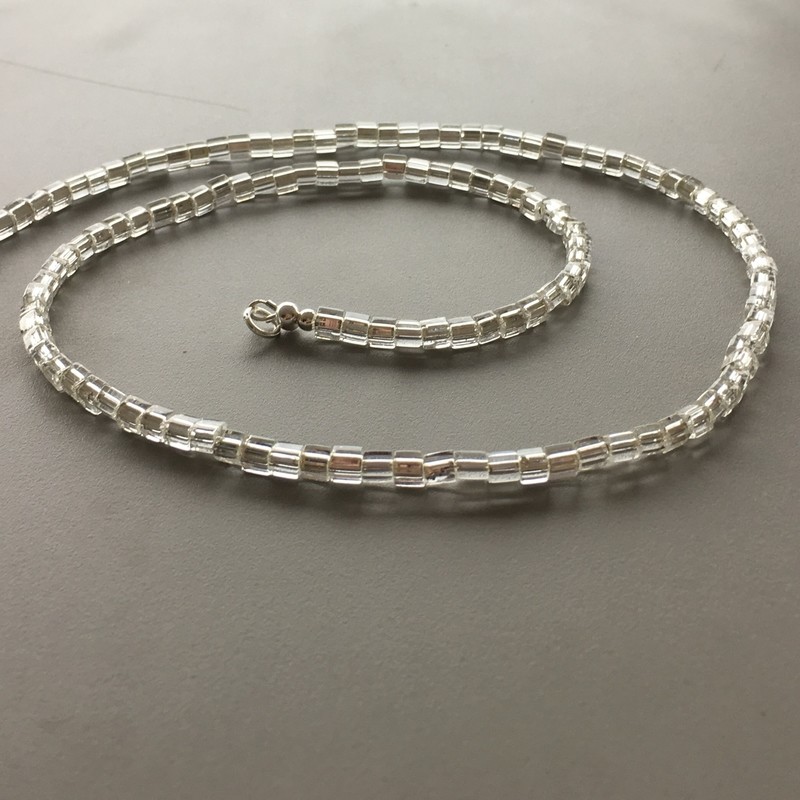 Square Crystal Silver-foil Necklace