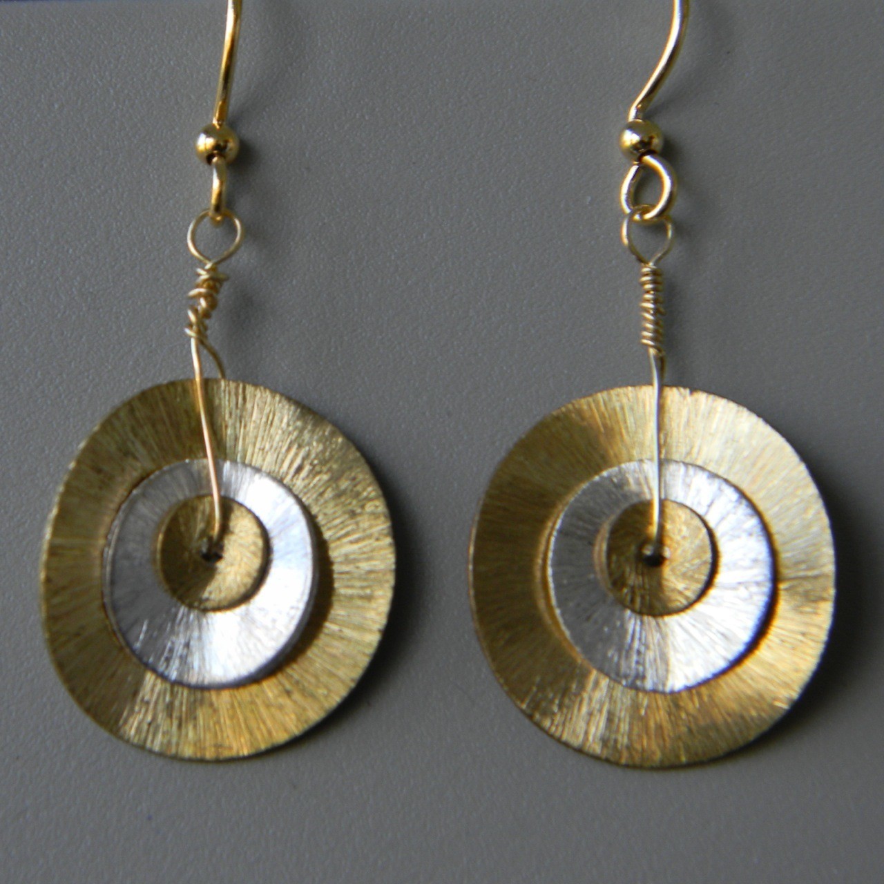 Gold &amp; Silver Wavy Disc Earrings