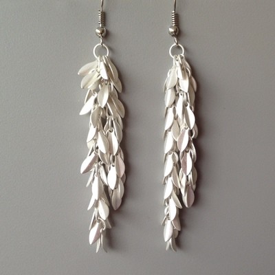 Matte Silver Small Leaf Earrings