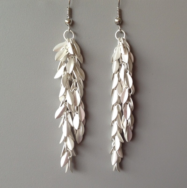 Matte Silver Small Leaf Earrings