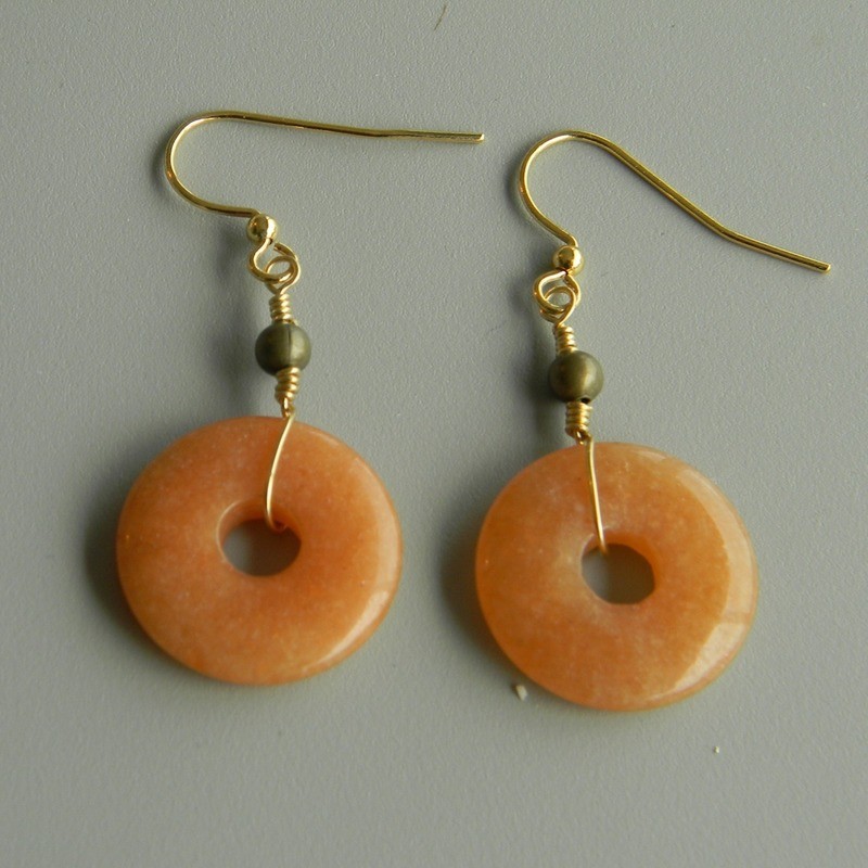 Gold-Red Aventurine Earrings/Green