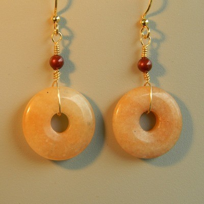 Gold-Red Aventurine Earrings/Red w Gold