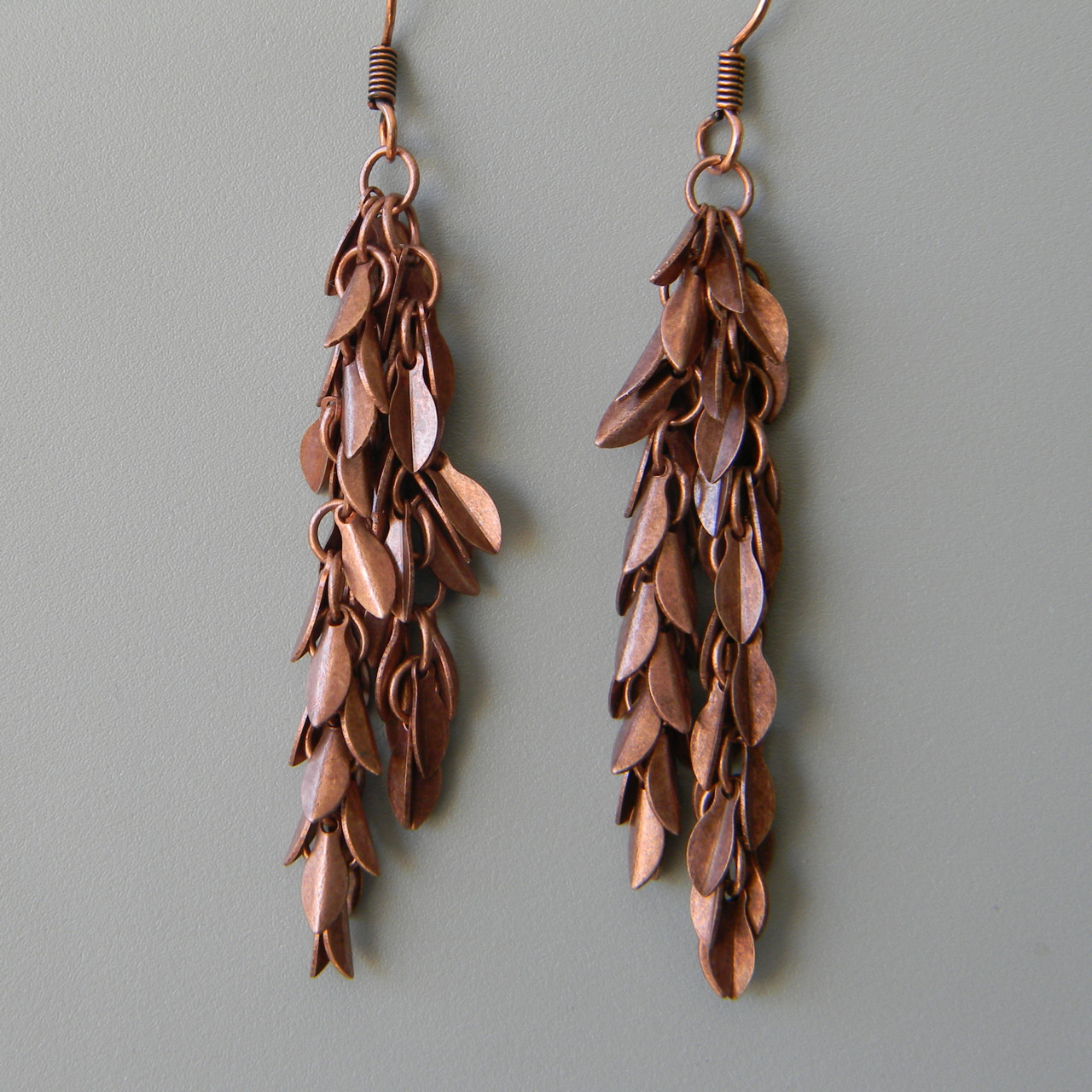 Copper Small Leaf Earrings