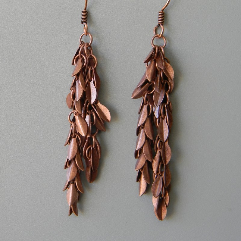 Copper Small Leaf Earrings