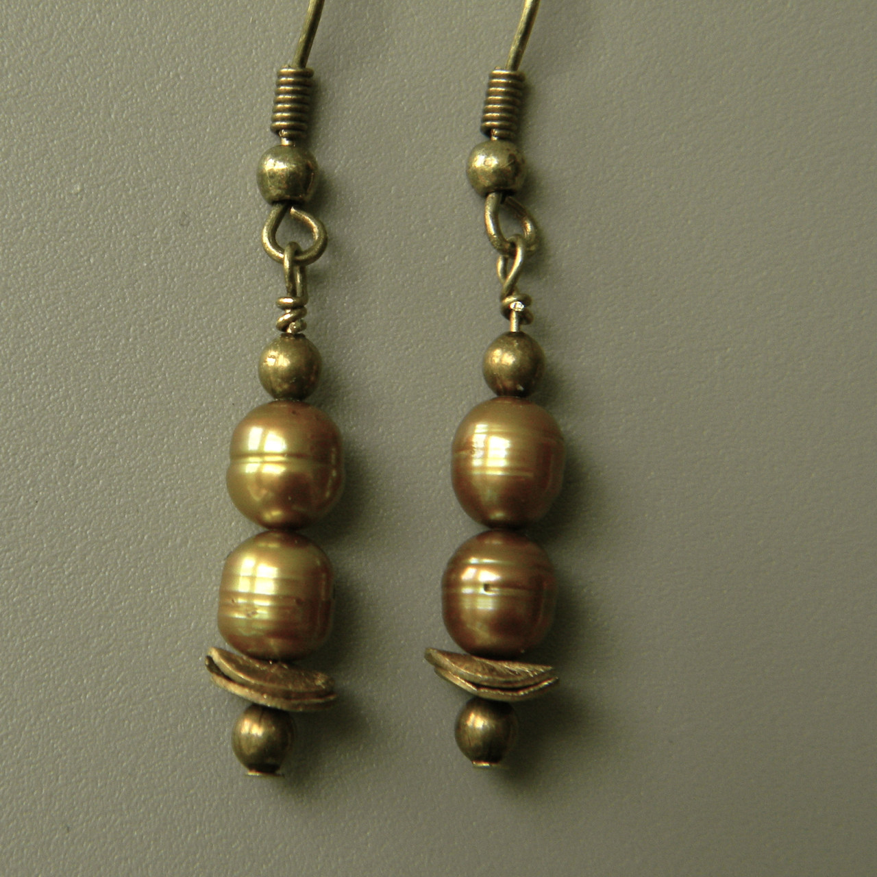 Antique Gold Pearl Rice Earrings/Antique Gold