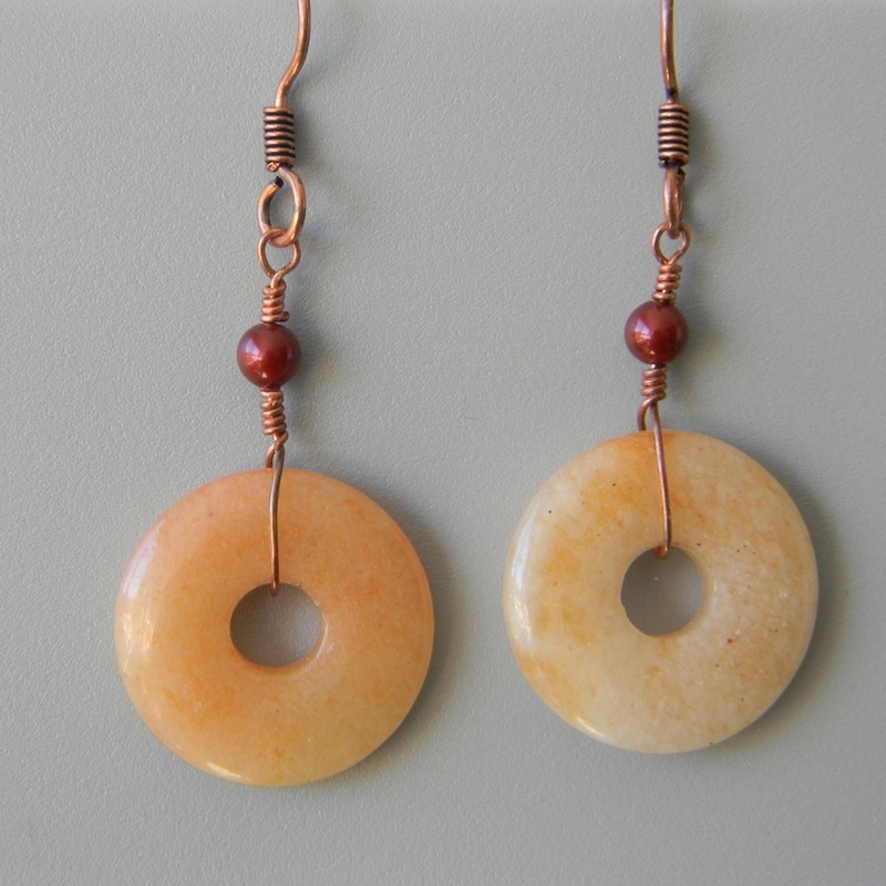 Red Aventurine Earrings/Red w Copper