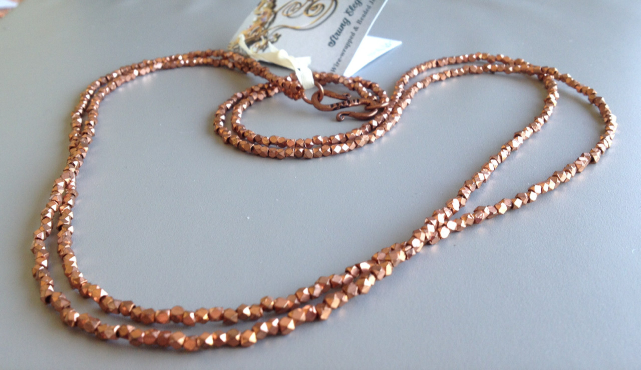 Bright Copper Cornerless Cube Necklace - Dble
