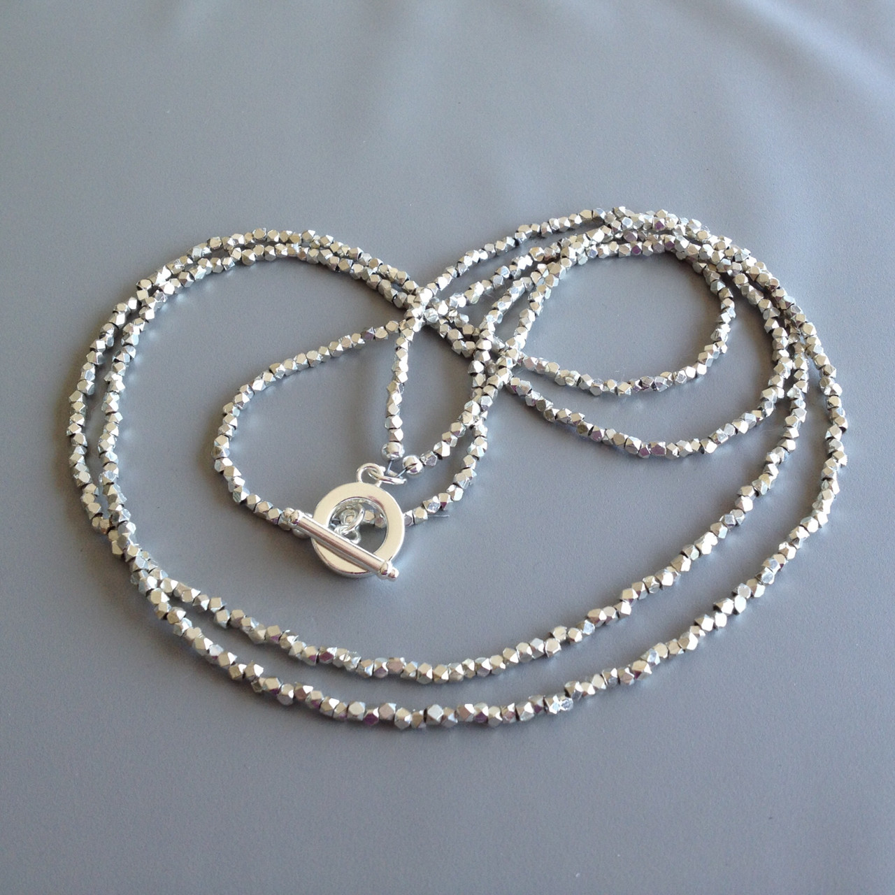 Bright Silver Cornerless Cube Necklace - Dble