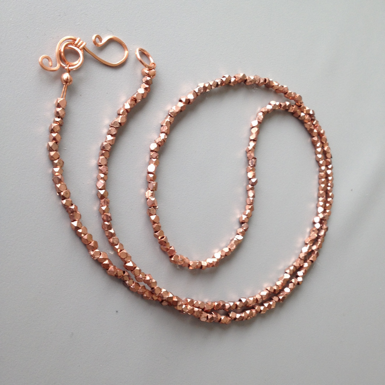 Copper Cornerless Cube Necklace - Single Strand