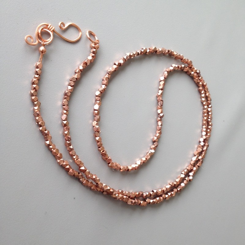 Copper Cornerless Cube Necklace - Single Strand