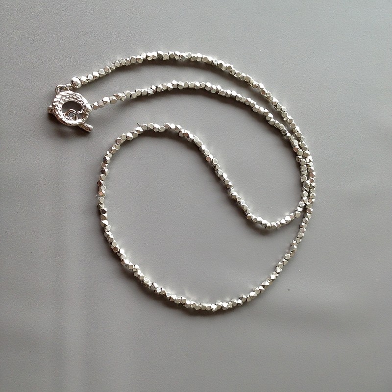 Silver Cornerless Cube Necklace - Single Strand