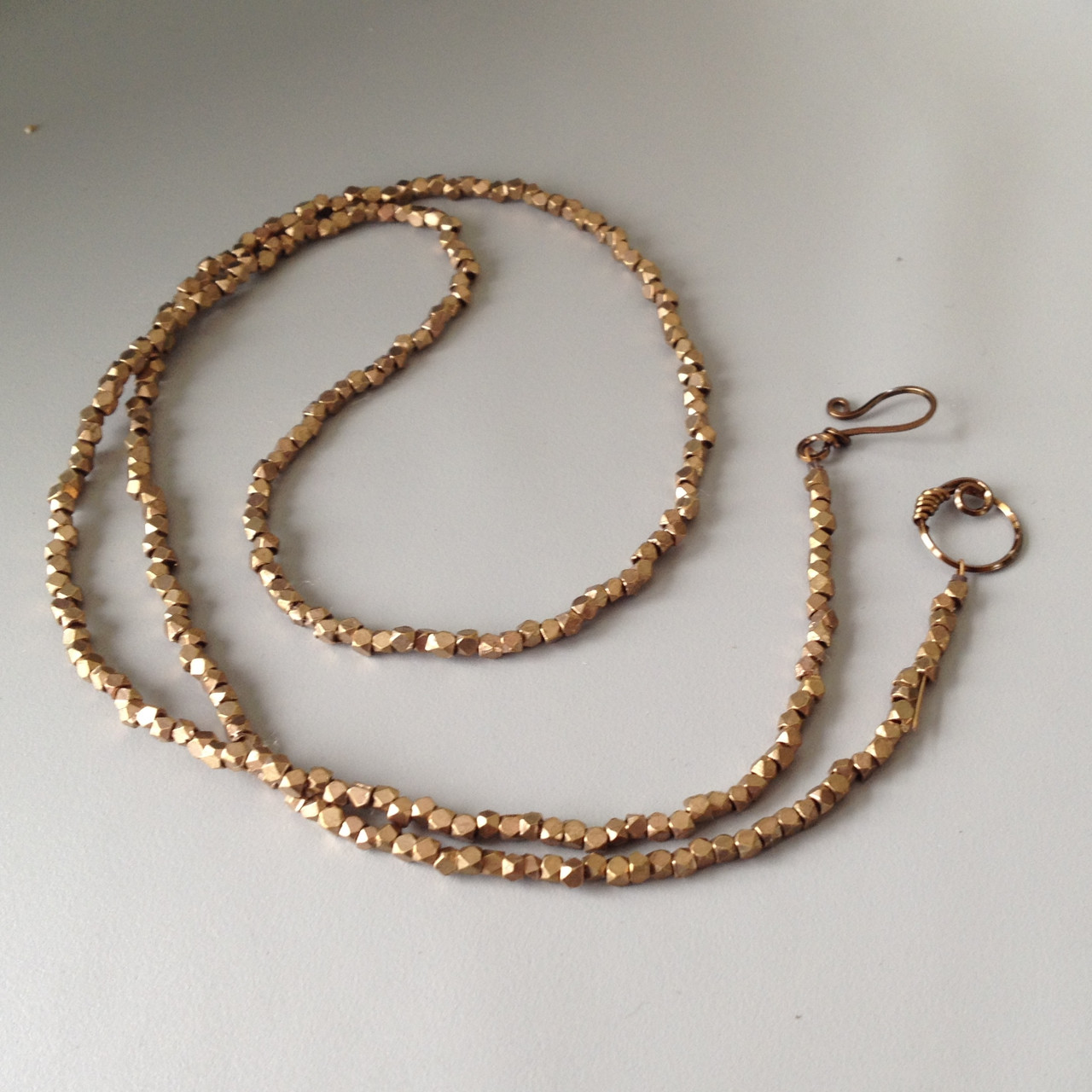 Antique Bronze Cornerless Cube Necklace - Single Strand