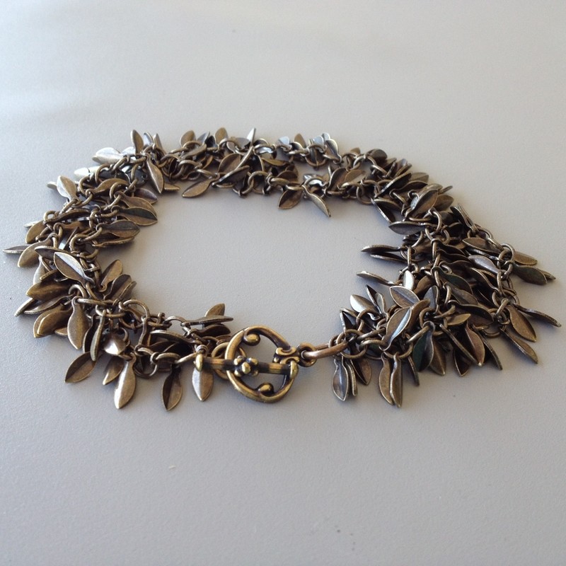 Antique Brass Small Leaf Bracelet