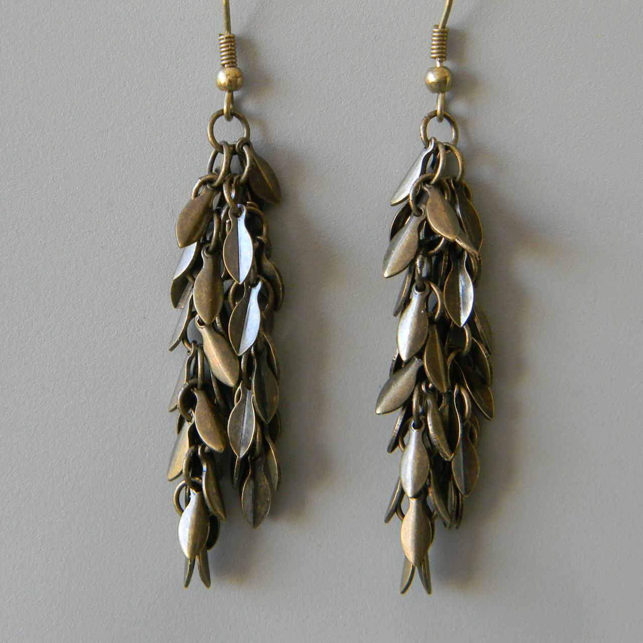 Antique Brass Small Leaf Earrings