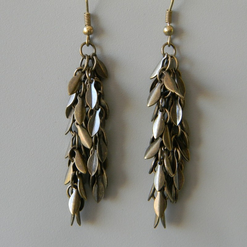 Antique Brass Small Leaf Earrings