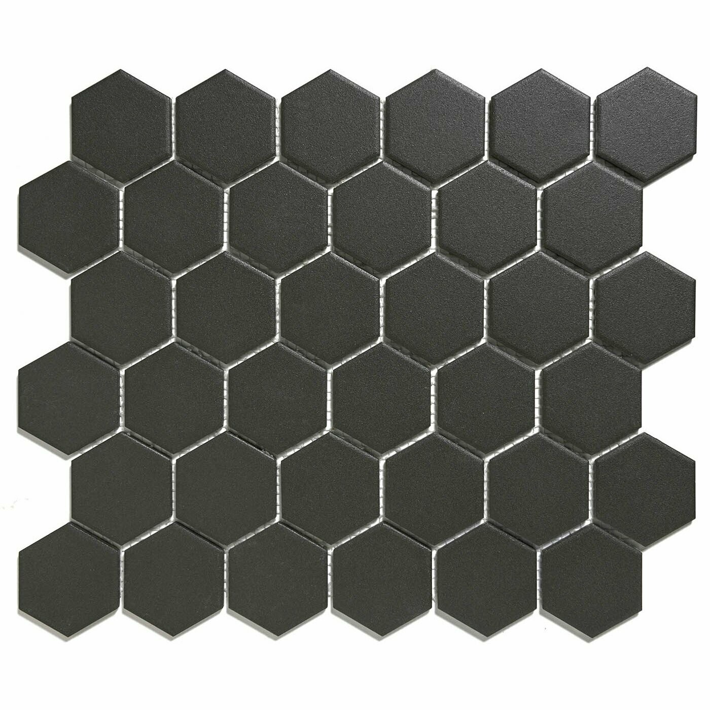 City Hex Black 51x59mm Matt R11 Mosaic