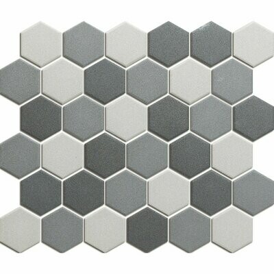 City Hex Dark Grey Mix 51x59mm Matt R11 Mosaic