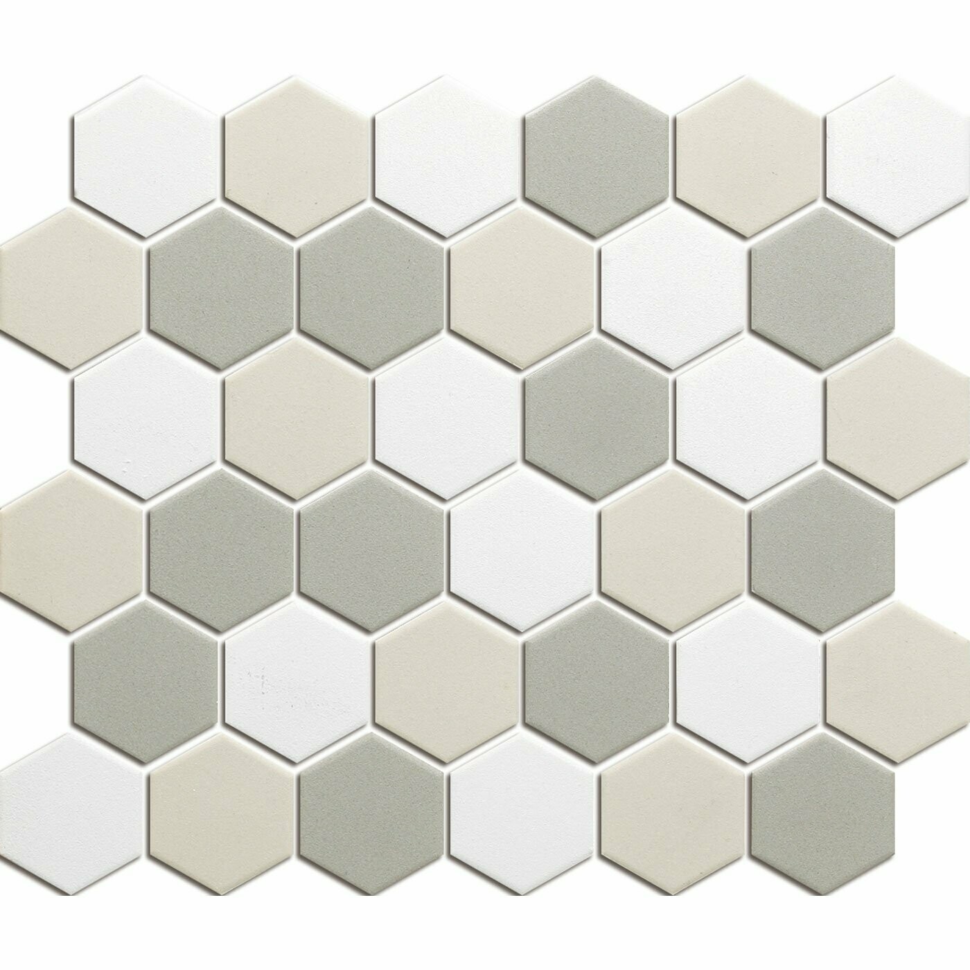 City Hex white Mix 51x59mm Matt R11 Mosaic