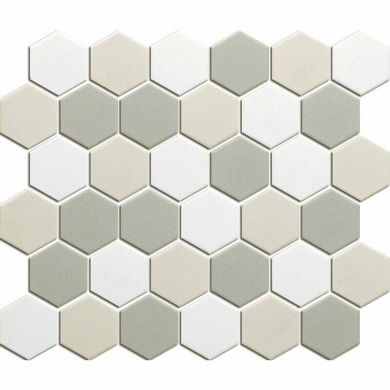 City Hex white Mix 51x59mm Matt R11 Mosaic