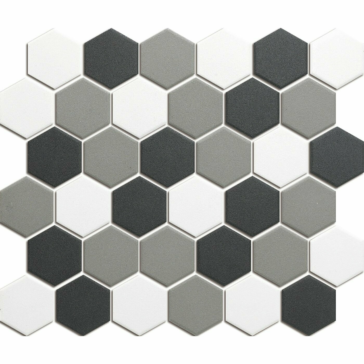 City Hex Black Mix 51x59mm Matt R11 Mosaic
