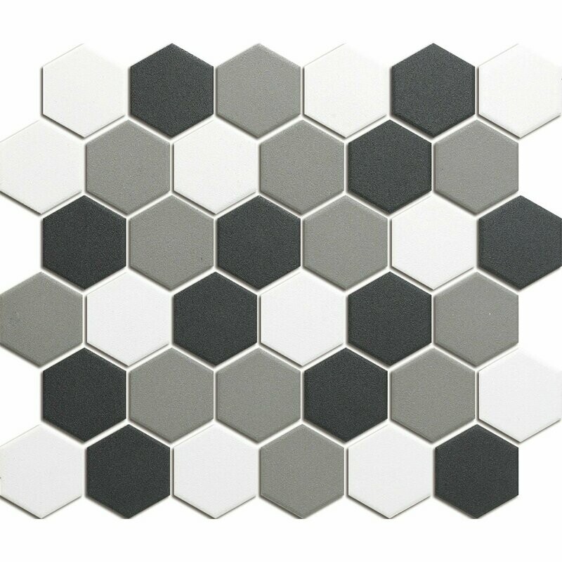 City Hex Black Mix 51x59mm Matt R11 Mosaic