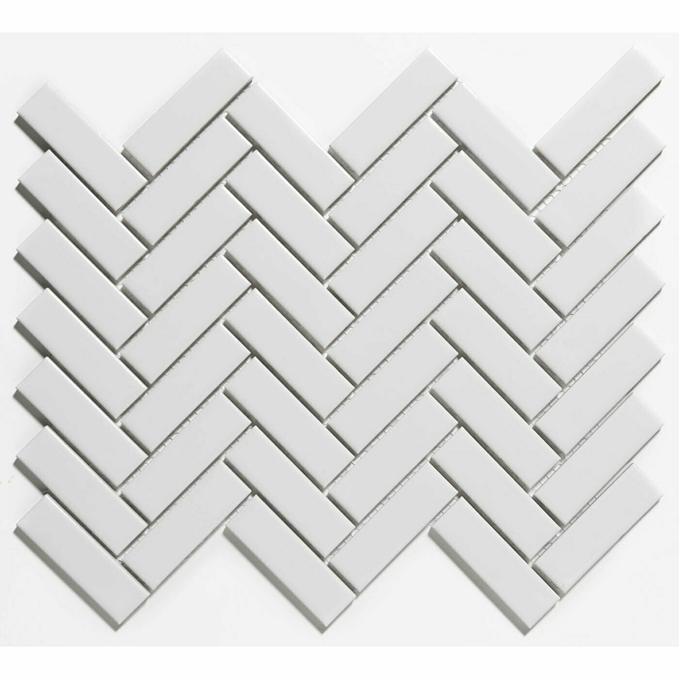 Herringbone White Gloss 23x73 Mosaic