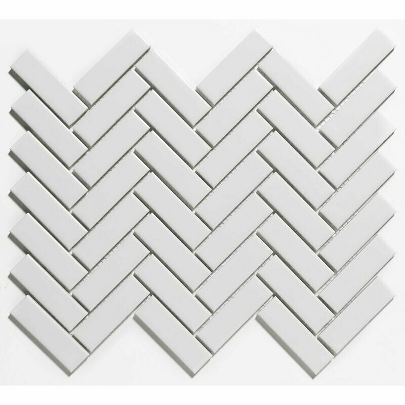 Herringbone White Gloss 23x73 Mosaic