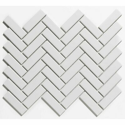 Herringbone White Gloss 23x73 Mosaic