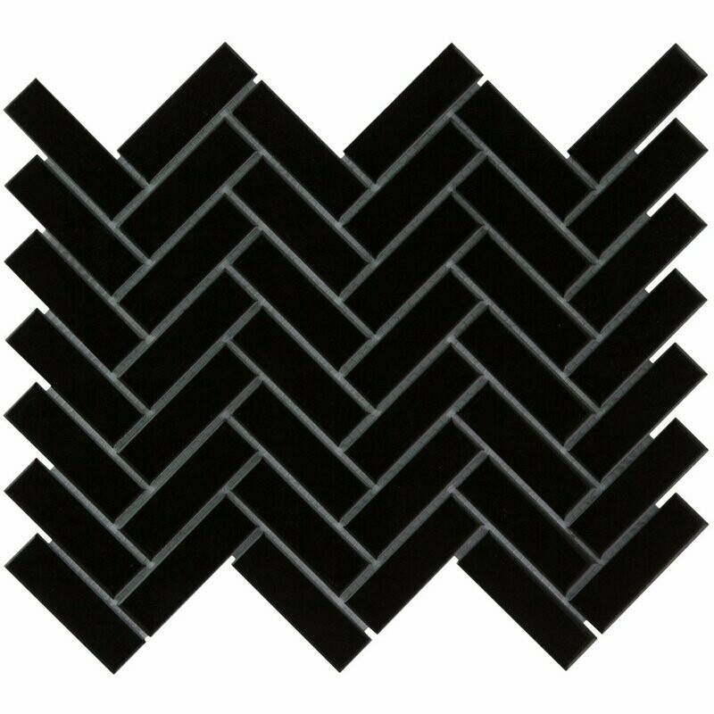 Herringbone Black Gloss 23x73 Mosaic