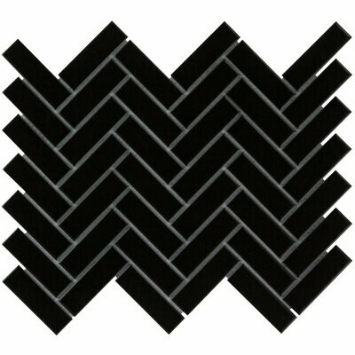 Herringbone Black Gloss 23x73 Mosaic