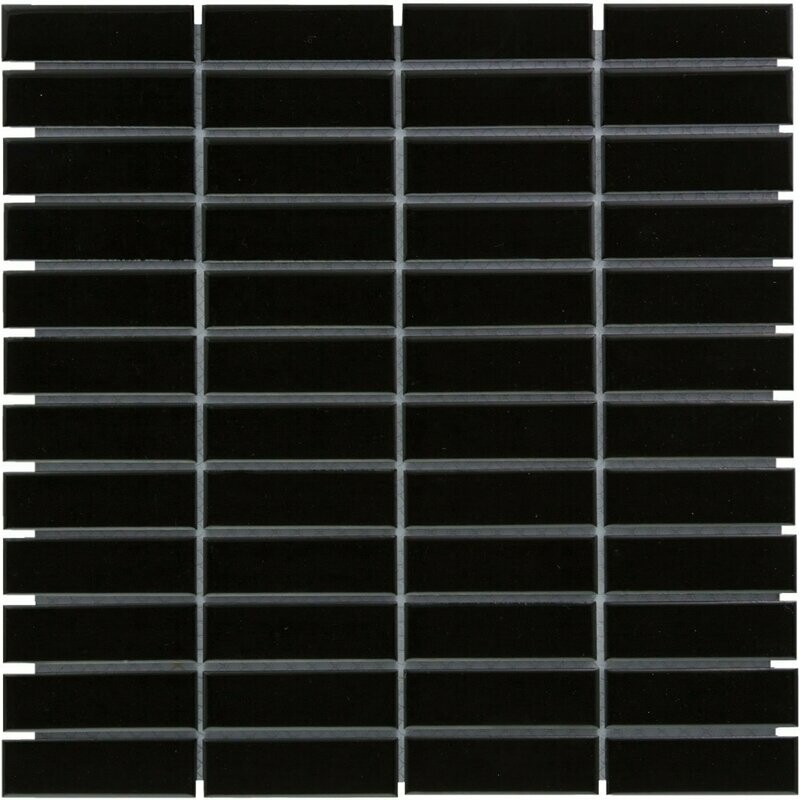 Straight Bond Black Gloss 23x73 Gloss Mosaic