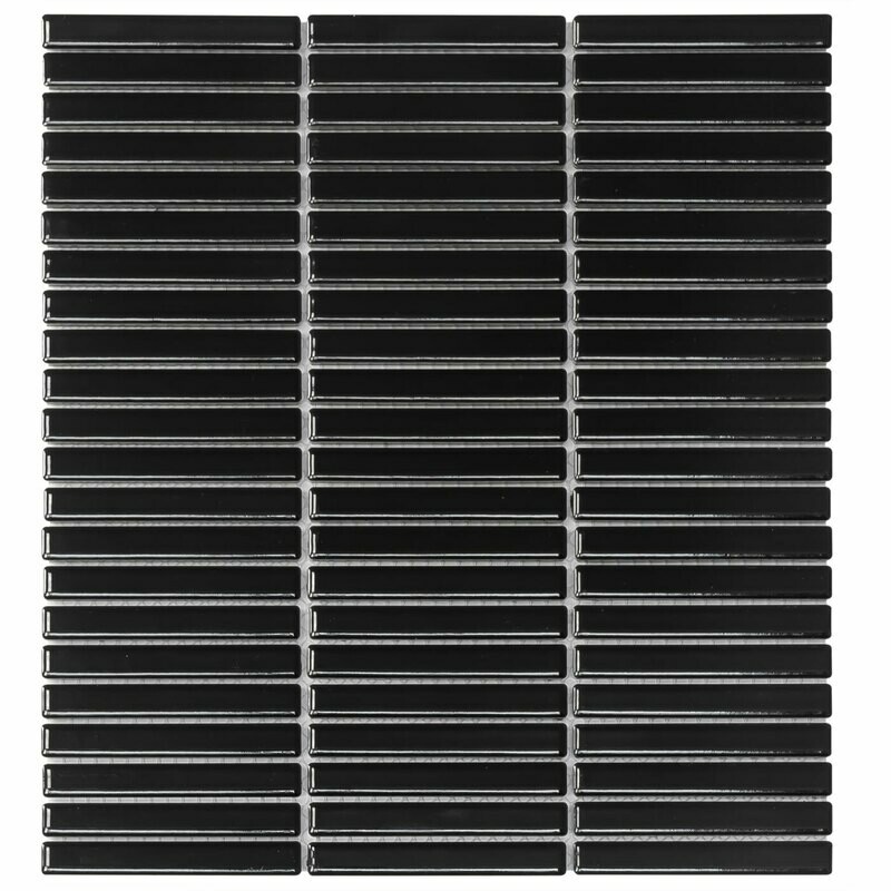 Kit Kat Oslo Mini Black Gloss Mosaic Tile