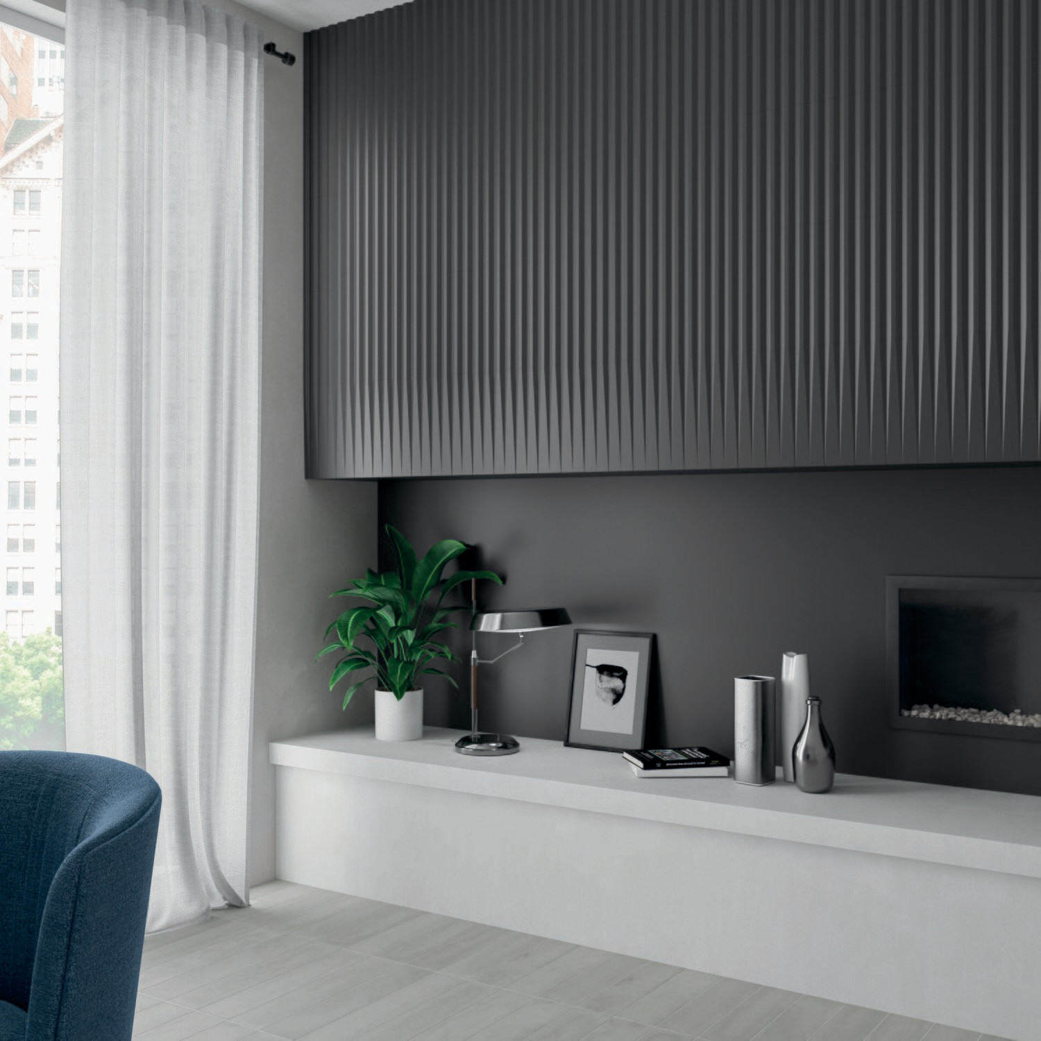 3D Linear Grey Matt 300x75mm