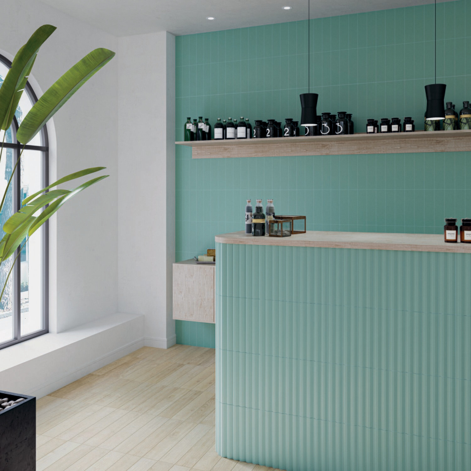 3D Linear Teal Matt 300x75mm