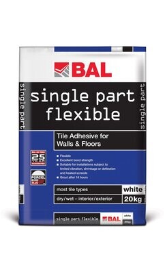 BAL Single Part Flexible Tile Adhesive White 20kg