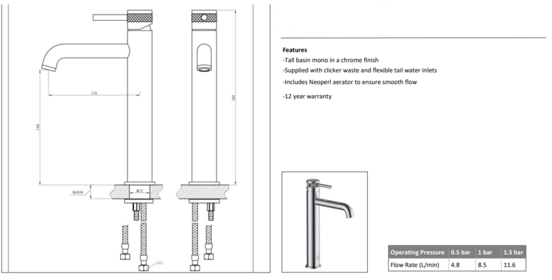 Siena Tall Basin Mono Polished Chrome