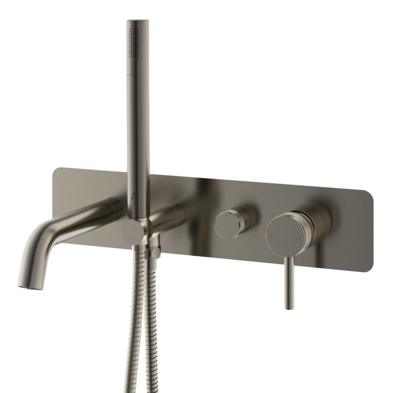 Siena Wall Mounted Bath Shower Mixer Brushed Gunmetal Grey