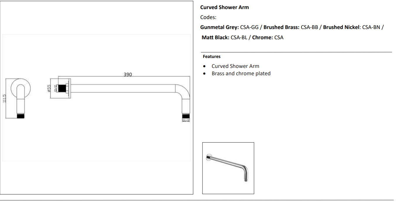 Siena Minimal Shower Set Brushed Nickle