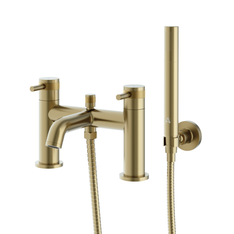 Siena Deck Mounted Bath Shower Mixer Brushed Brass