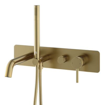 Siena Wall Mounted Bath Shower Mixer Brushed Brass