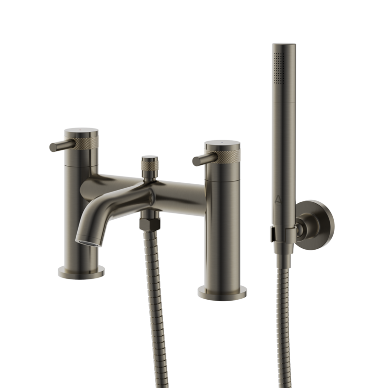 Siena Deck Mounted Bath Shower Mixer Brushed Gunmetal Grey