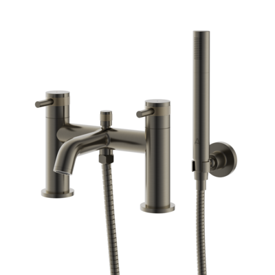 Siena Deck Mounted Bath Shower Mixer Brushed Gunmetal Grey