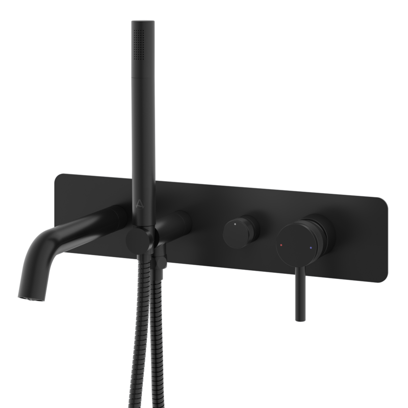Siena Wall Mounted Bath Shower Mixer Brushed Matt Black