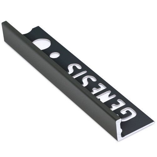 10mm Aluminium  Straight Edge Trim 2.5m Brushed Black Glossy